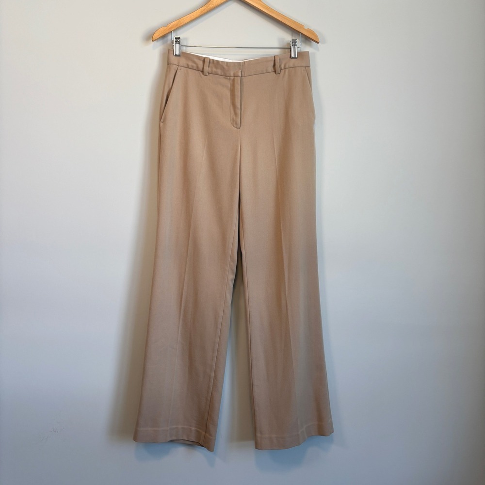 Zara Wide Leg Trousers Wool Blend Beige Office Corporate Girlie Women's Small